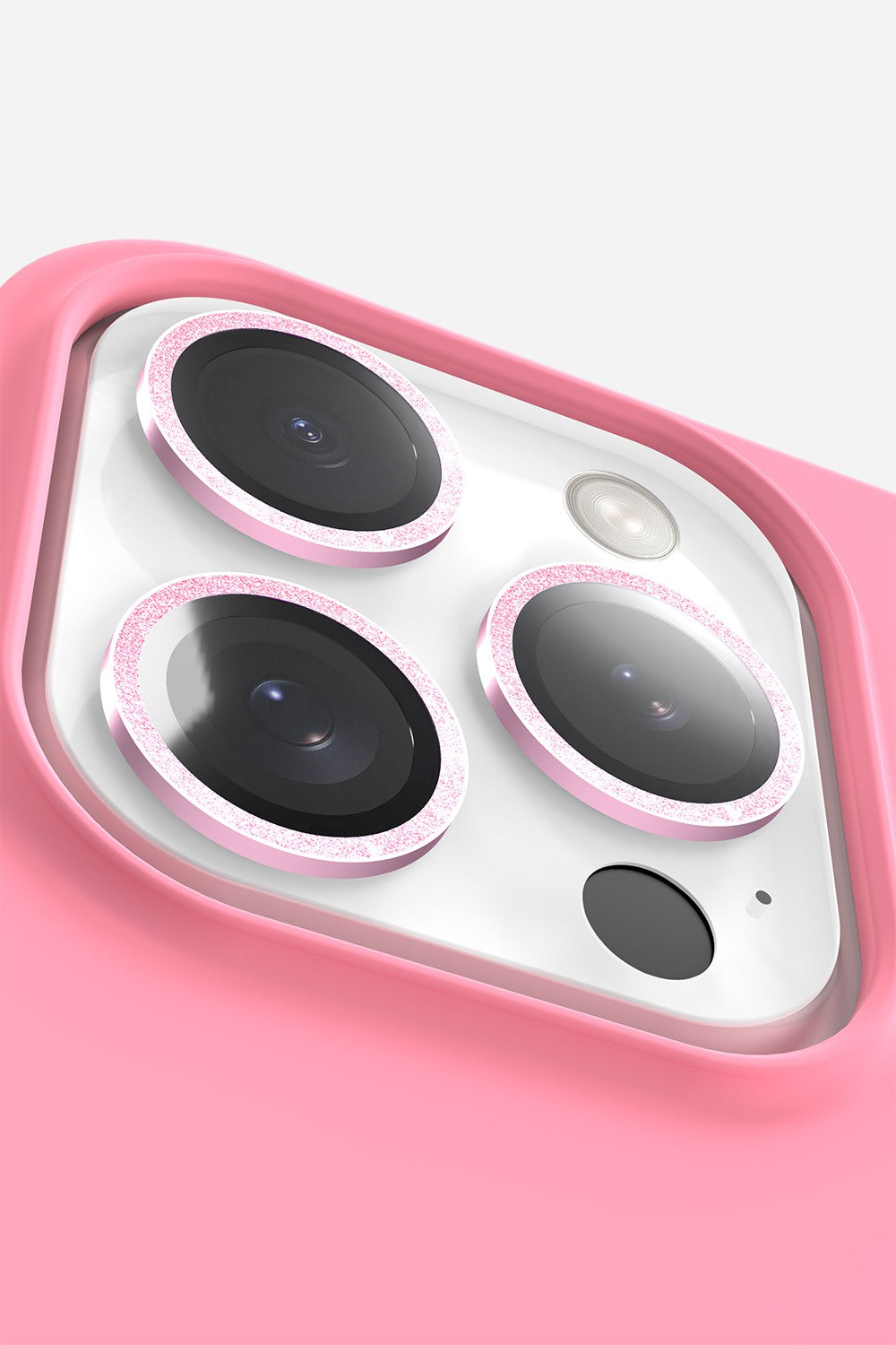 Protection camera paillettes roses (iPhone 15 Pro / 15 Pro Max)